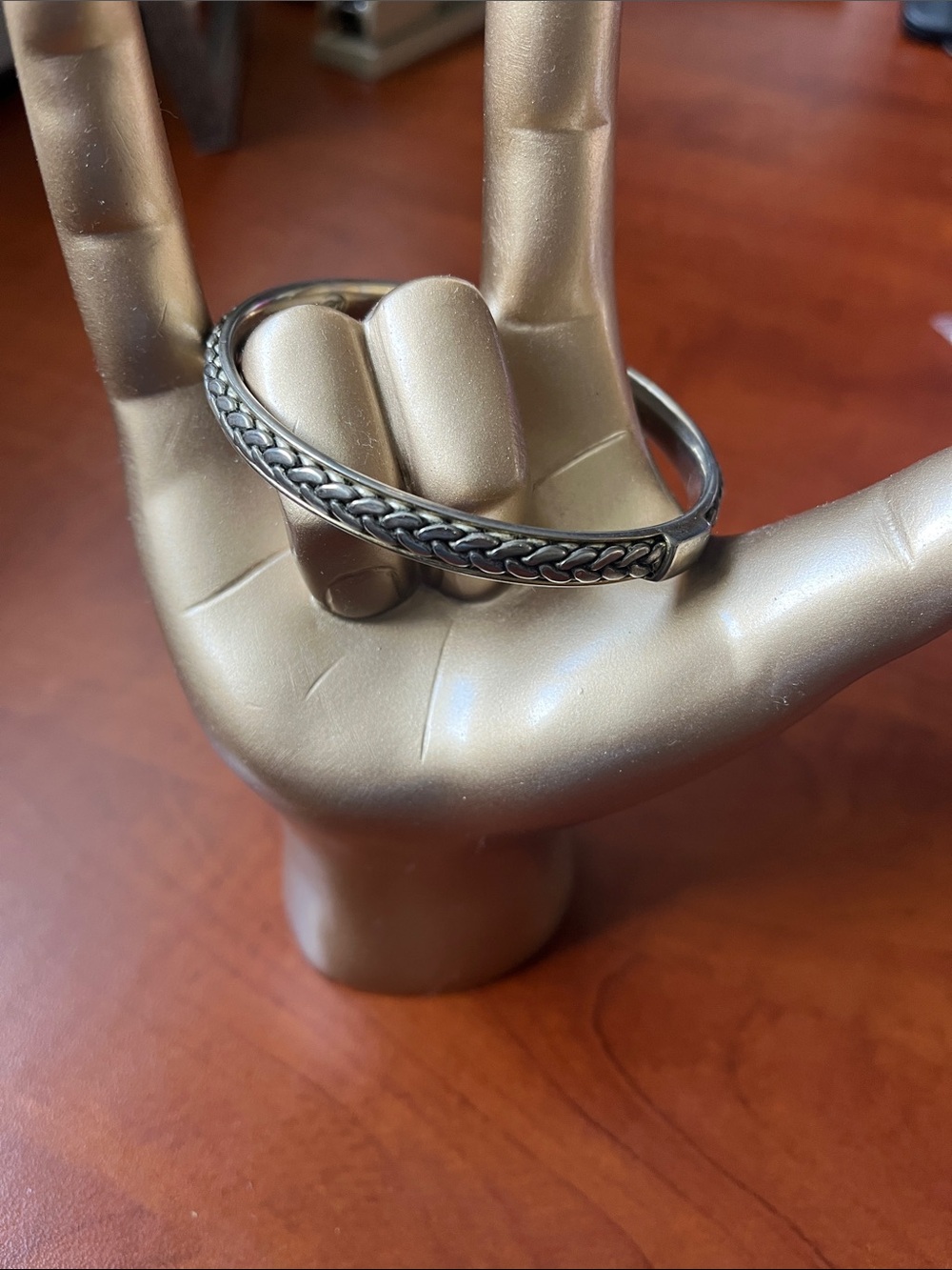 Stainless Steel Braided Bangle Bracelet - Silver and Gold trim